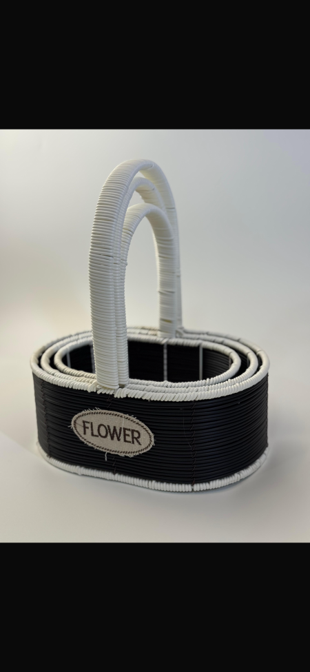 سلة جلد بيضاوي مع ايد 3 قطع