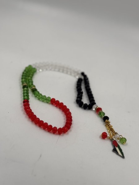 مسبحة كرستال علم فلسطين ستاتي كبير