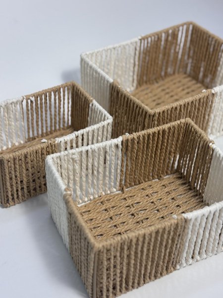 سلة جلد مستطيل  3 قطع