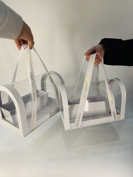 طقم صندوق هدية اسطواني قطعتين شفاف