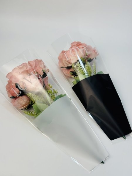 اكياس تغليف للورد  جاهز وجه شفاف مع لون 50 حبة حجم كبير 45*25